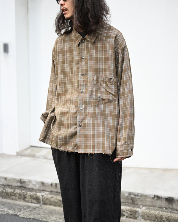 AGING RAYON CHECK SHIRT, green