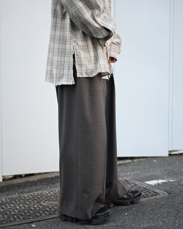 WOOL EXTRA WIDE TROUSERS, dark brown