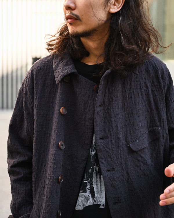 LONG COOK JACKET, slub yarn dobby cloth