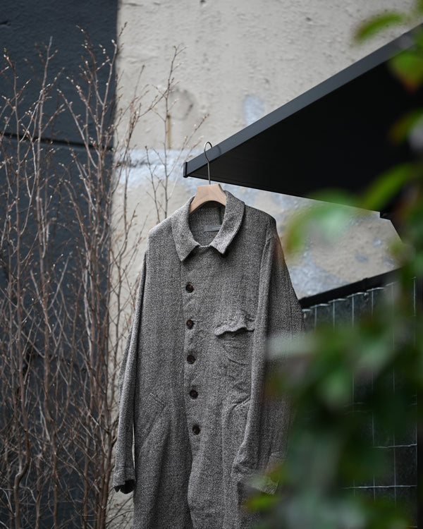 LONG COOK JACKET, special twisted yarn fabrics