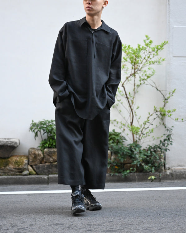 LINEN GATHERED PULL-OVER SHIRT