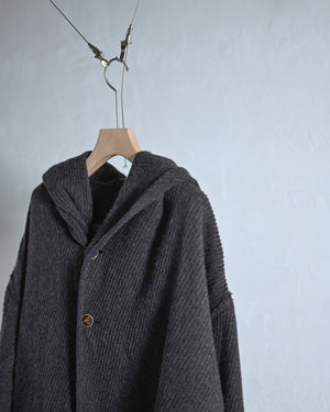 Wool linen kersey hoodie coat-YUTA MATSUOKA-COELACANTH