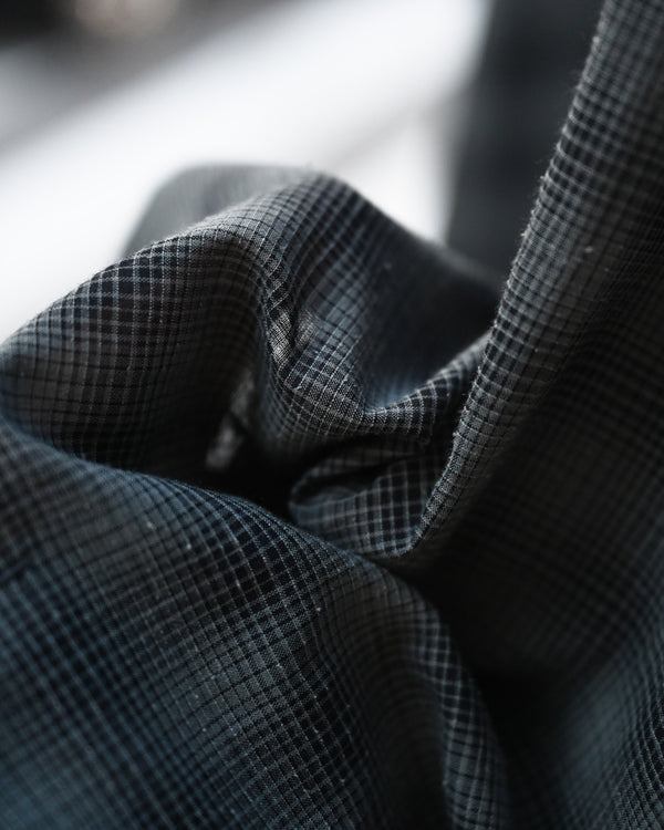 OMBRE CHECK V-COLLAR SEMI LONG SHIRT LS