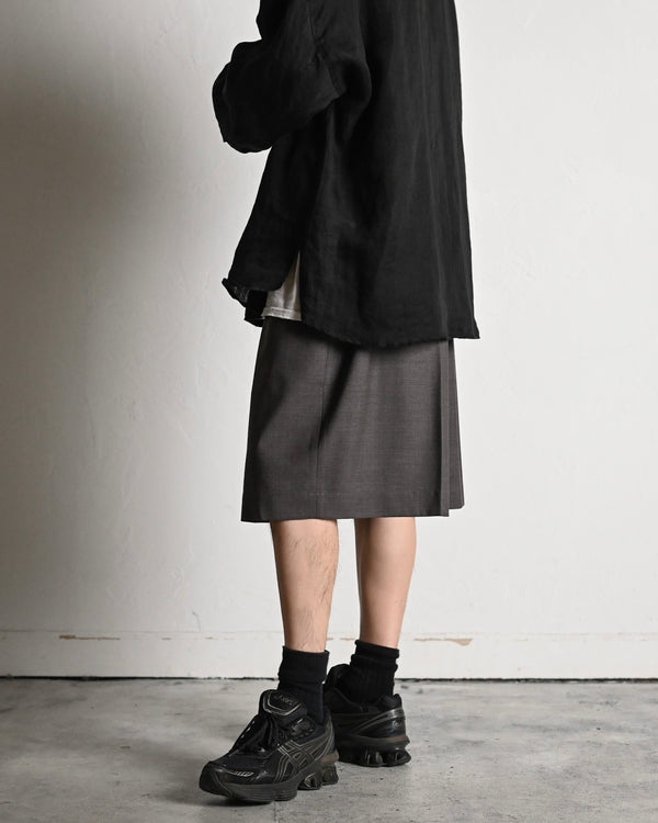 WOOL EXTRA WIDE SHORTS, dark brown