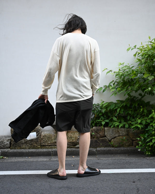 BACK CREPE JERSEY / CREW NECK LONG SLEEVE, ecru