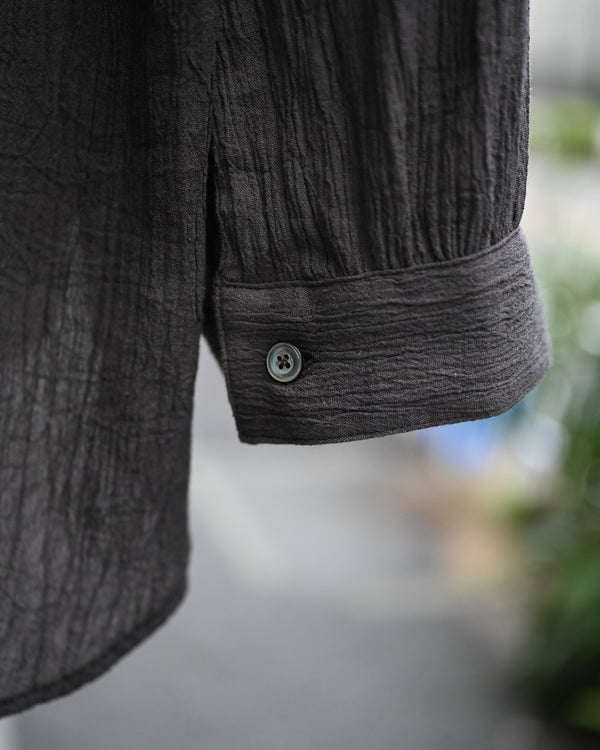 CREPE HALF ZIP SHIRT, brown