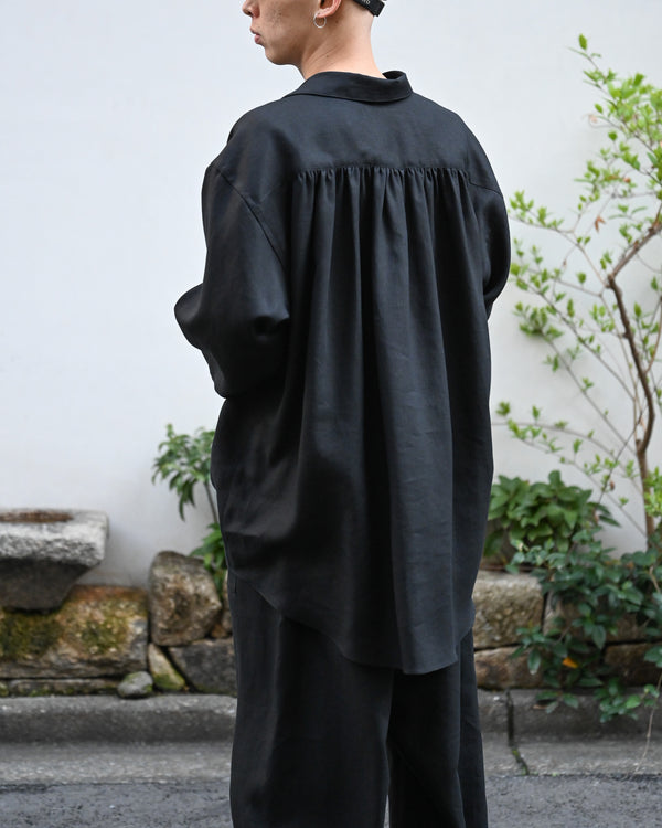 LINEN GATHERED PULL-OVER SHIRT