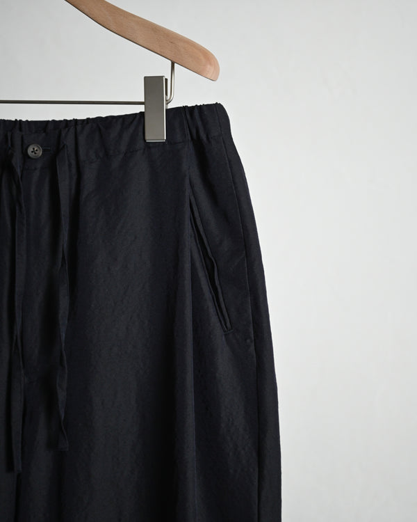 WASHED WOOL SILK DRAWSTRING PANTS