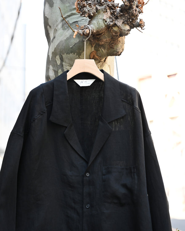 100/S LINEN TAILORED SHIRT, black