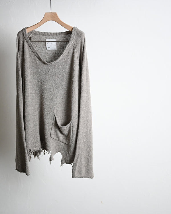 DAMAGE SILK UVNECK KINT, greige