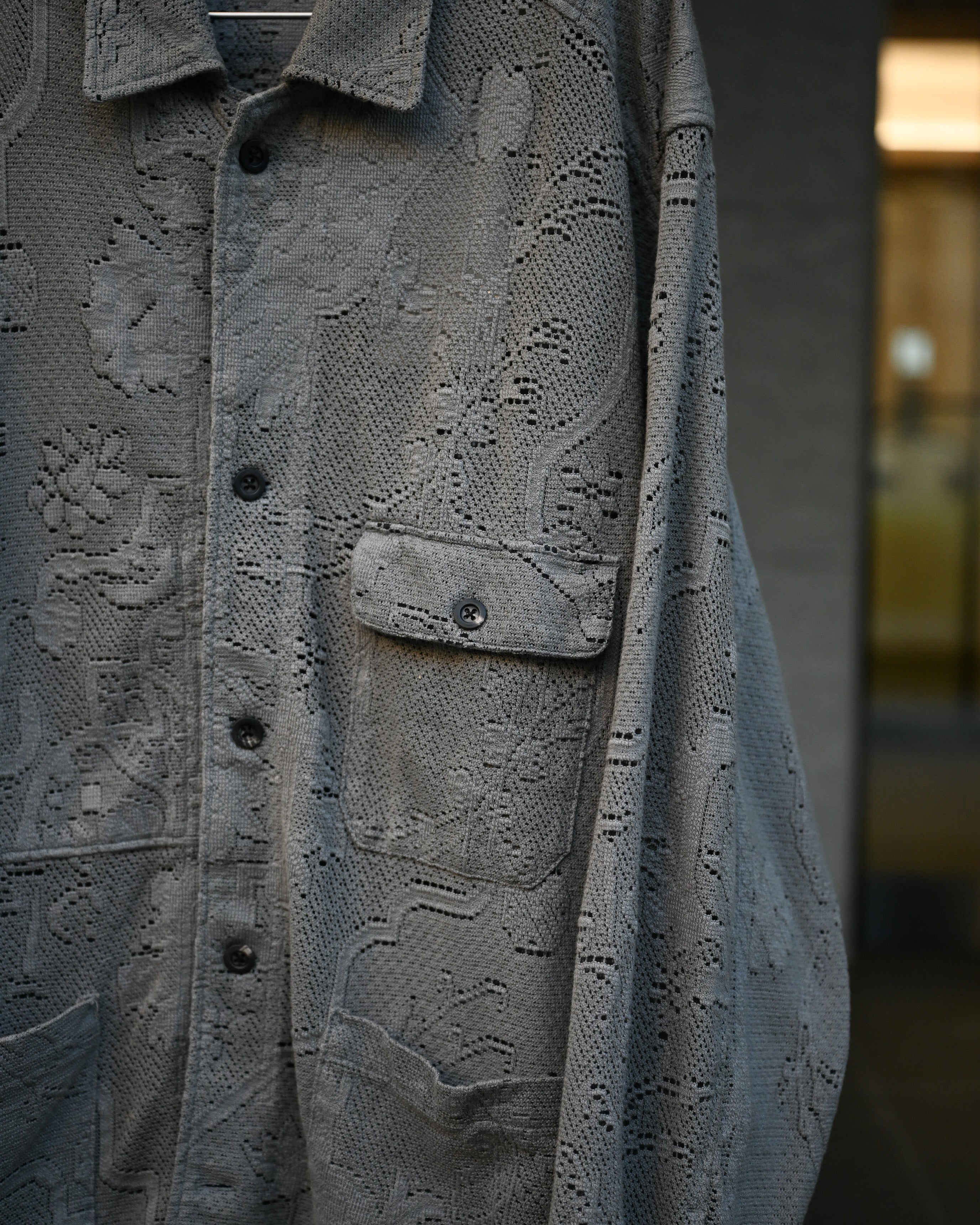 ANCELLM アンセルム - AGING LACE WORK SHIRT, gray – coelacanth