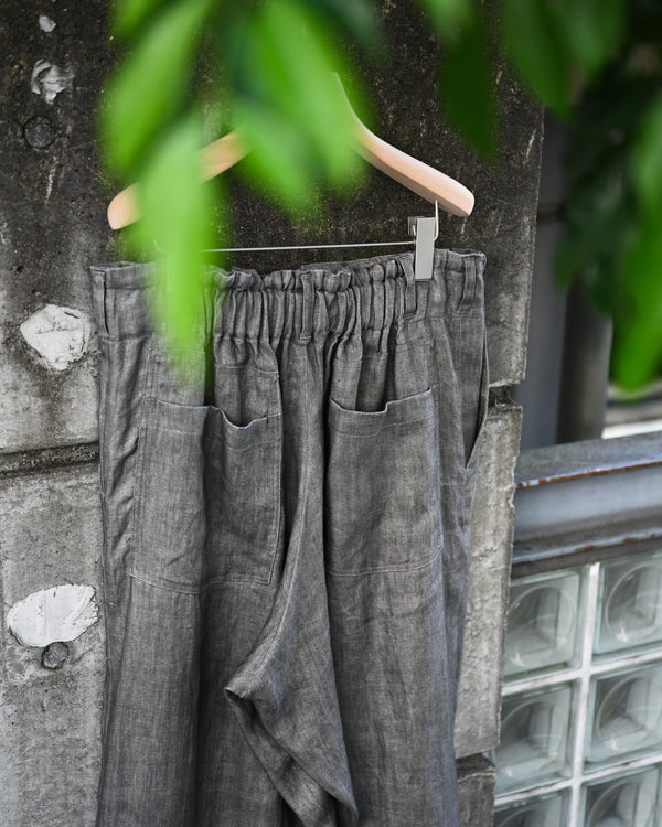 Sumi-Dyed Linen Wide Pants