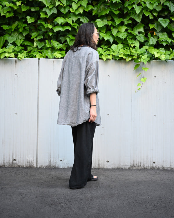 BELTED CREPE TUCK SLACKS, black