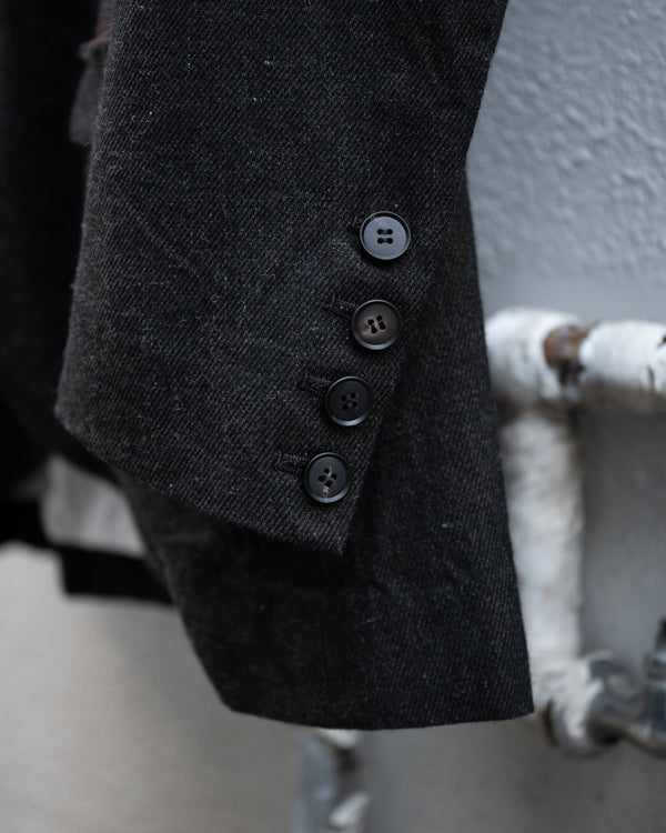 A-LINE TAILORED JACKET, charcoal brown mixed color kasuri