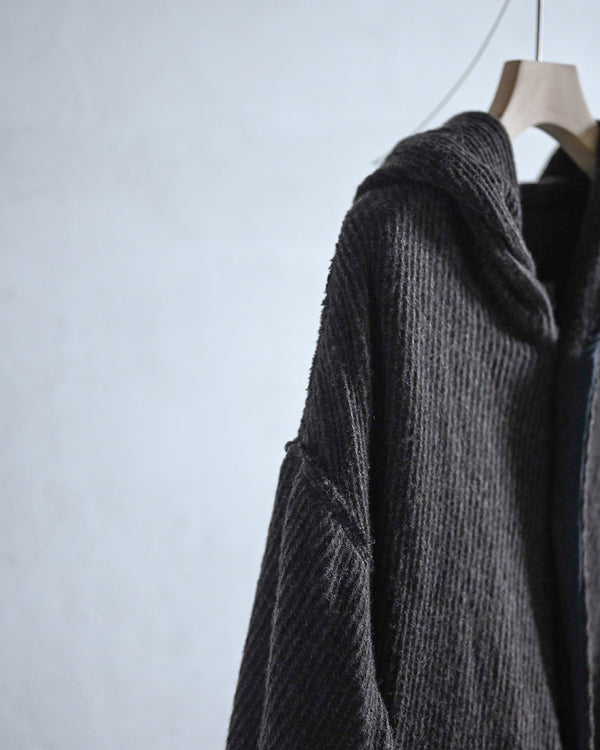 Wool linen kersey hoodie coat-YUTA MATSUOKA-COELACANTH