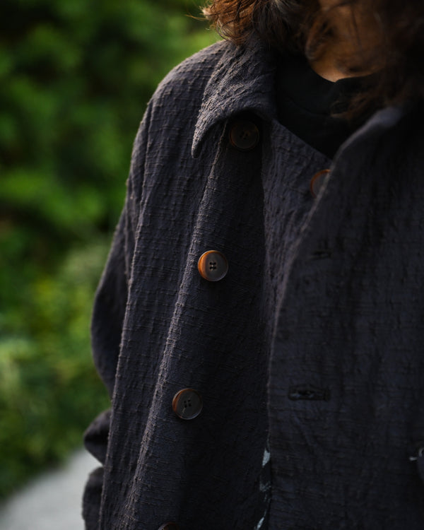 LONG COOK JACKET, slub yarn dobby cloth