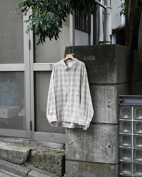 AGING RAYON CHECK SHIRT, beige