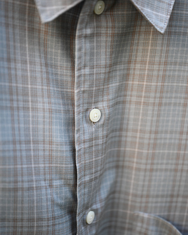 AGING RAYON CHECK SHIRT, blue