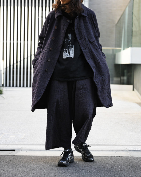 LONG COOK JACKET, slub yarn dobby cloth