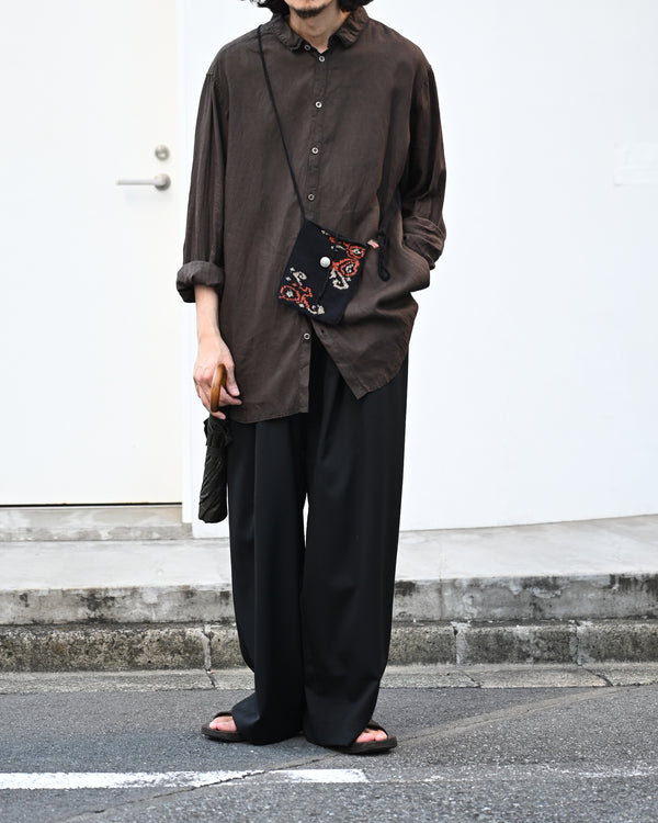WOOL GABARDINE 3PLEAT WIDE SLACKS