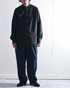 BOX / henley neck collar shirt L/S, BLACK.-KIMURA-COELACANTH