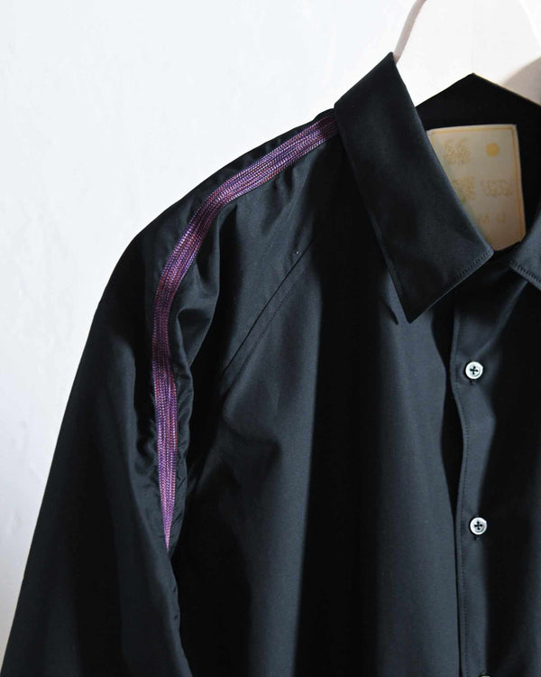 20needles / split raglan sleeve shirt, BLACK × MULTI COLOR stitch #7.-KIMURA-COELACANTH