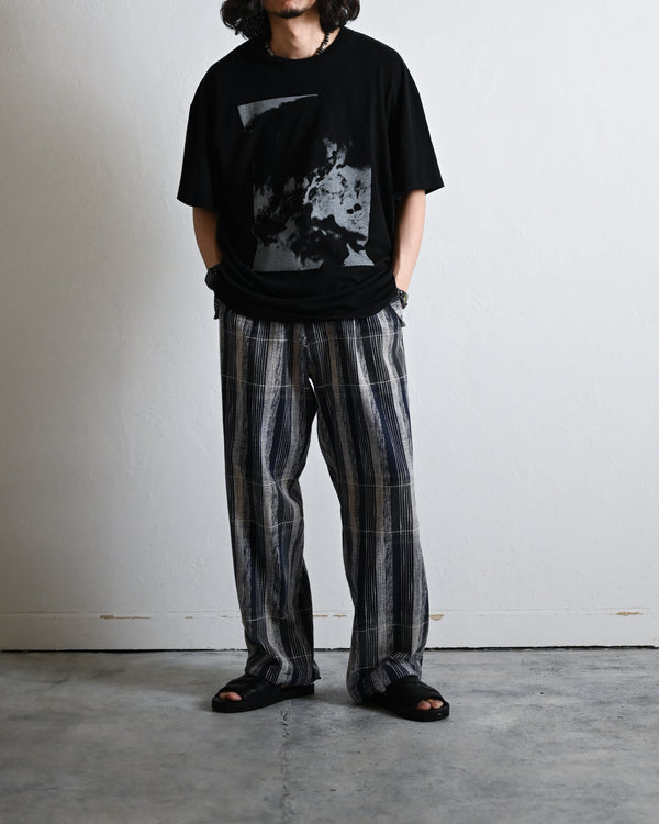 Blue Check Khadi 1tuck Wide Pants