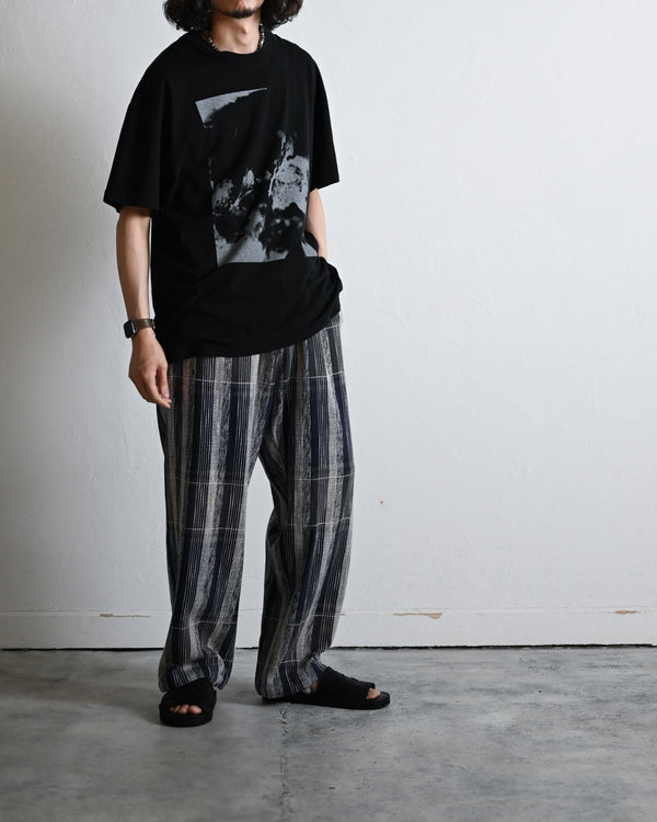 Blue Check Khadi 1tuck Wide Pants