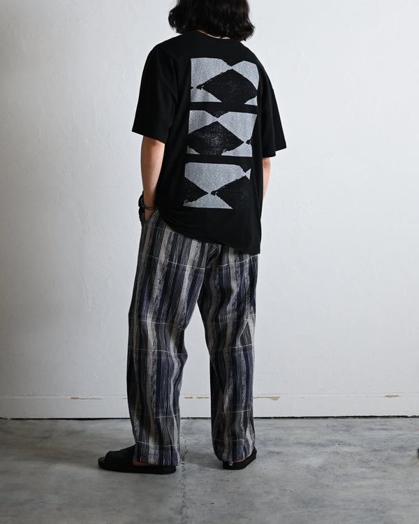 Blue Check Khadi 1tuck Wide Pants