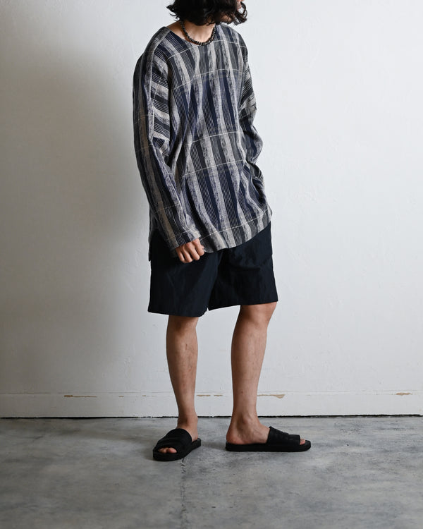 Blue Check Khadi Long Pullover