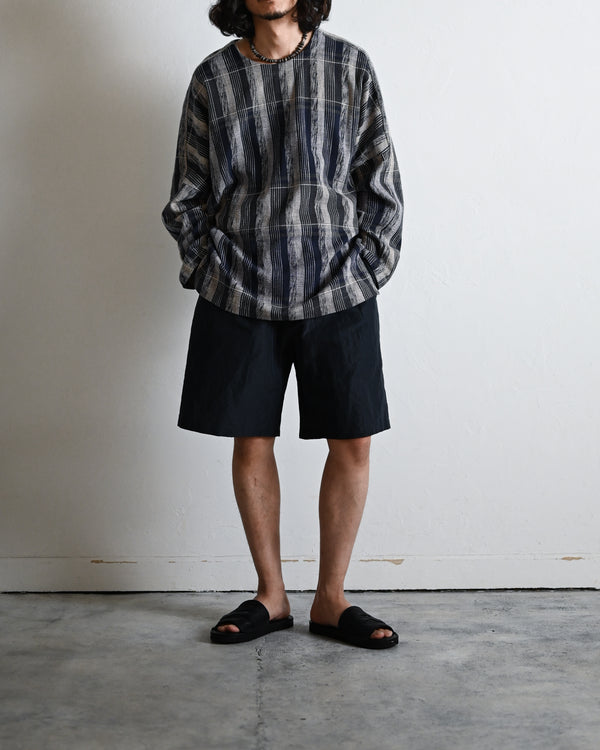 Blue Check Khadi Long Pullover