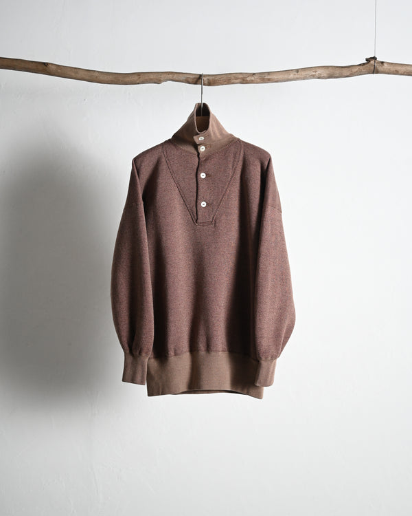 EXTRA COTTON FLEECE / STAND COLLAR LONG SLEEVE, faded heather color