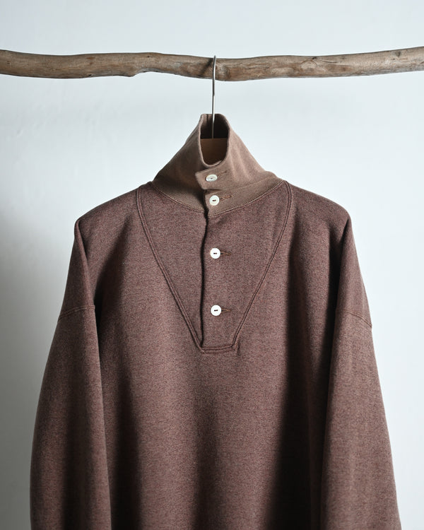 EXTRA COTTON FLEECE / STAND COLLAR LONG SLEEVE, faded heather color