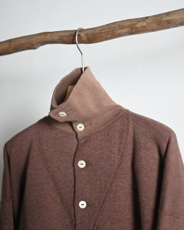EXTRA COTTON FLEECE / STAND COLLAR LONG SLEEVE, faded heather color