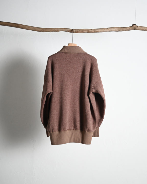 EXTRA COTTON FLEECE / STAND COLLAR LONG SLEEVE, faded heather color