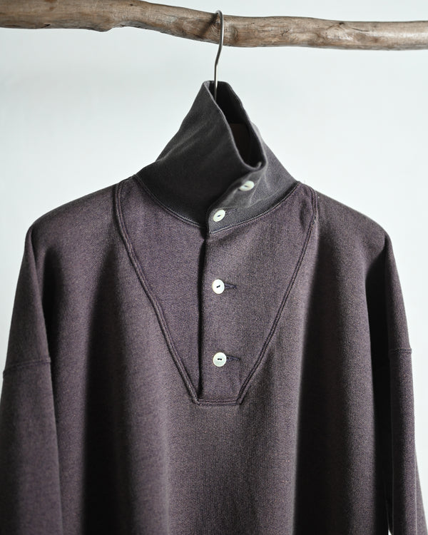 EXTRA COTTON FLEECE / STAND COLLAR LONG SLEEVE, faded heather color