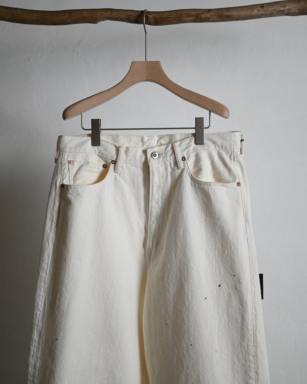 5POCKT BAGGY PANTS, raw denim fade white