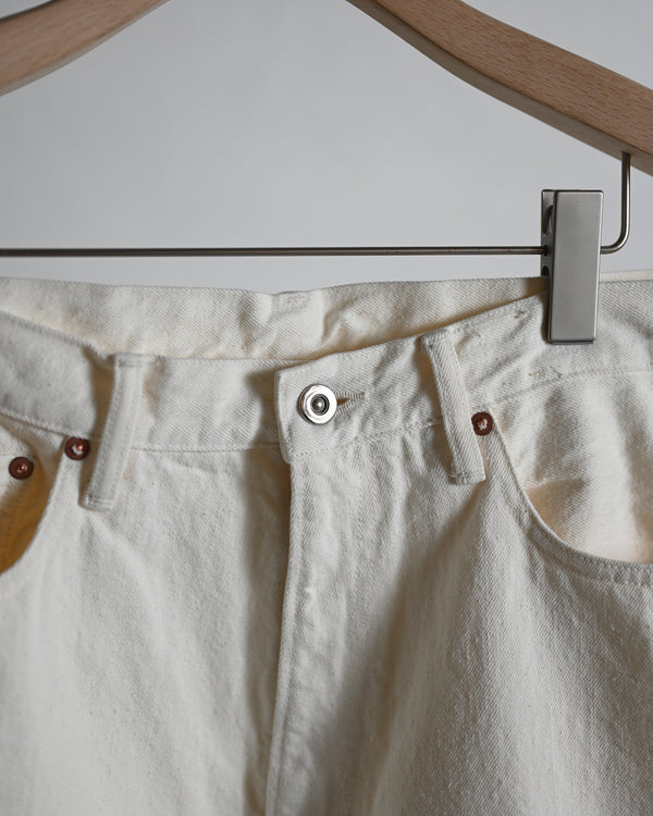 5POCKT BAGGY PANTS, raw denim fade white