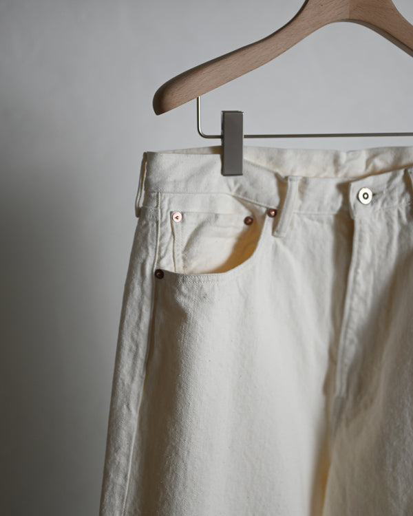 5POCKT BAGGY PANTS, raw denim fade white