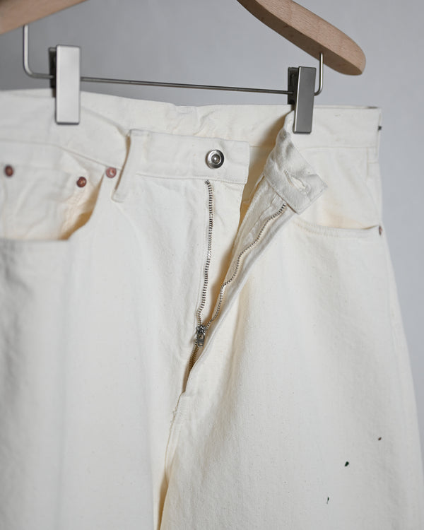 5POCKT BAGGY PANTS, raw denim fade white