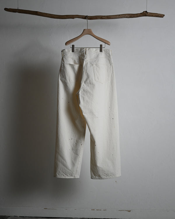 5POCKT BAGGY PANTS, raw denim fade white