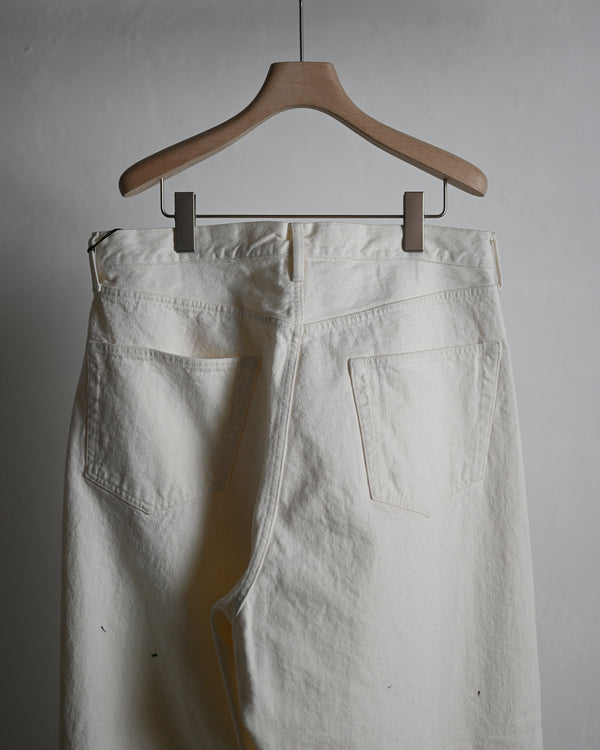 5POCKT BAGGY PANTS, raw denim fade white