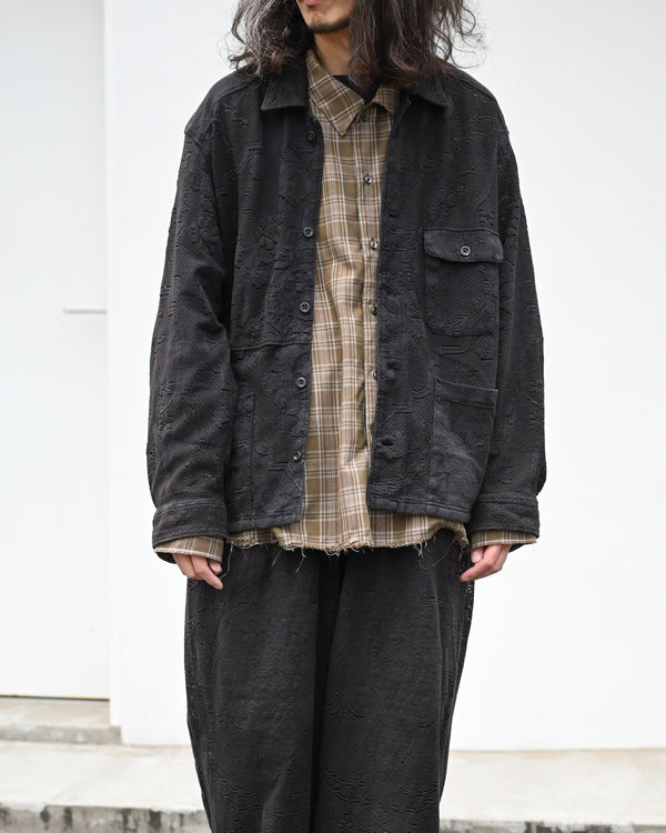 AGING LACE WORK SHIRT, black