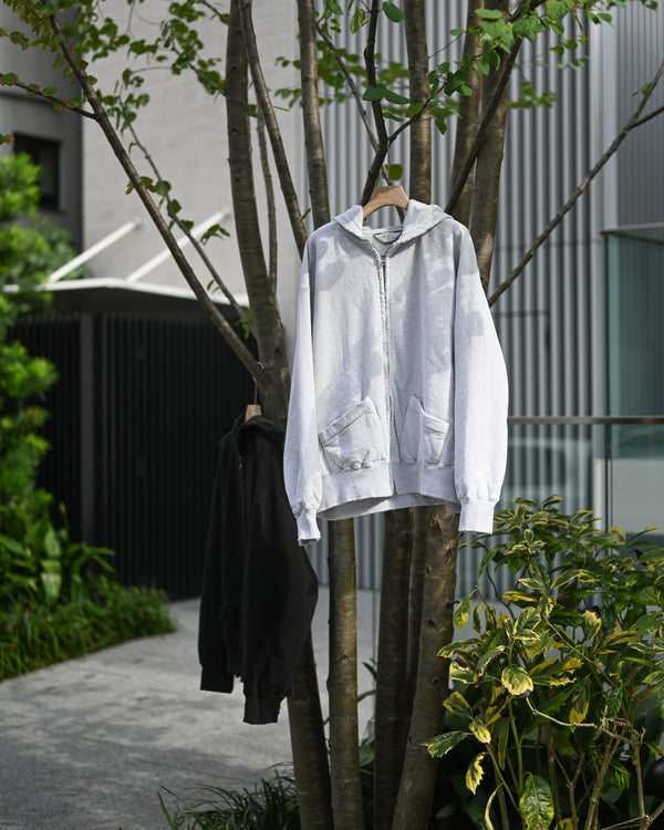 ZIP UP HOODIE, heather white