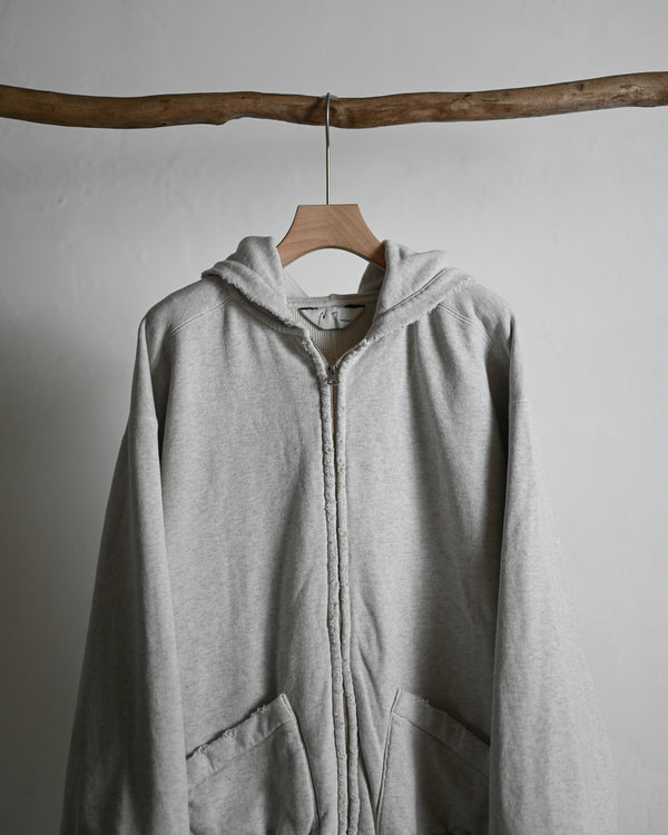 ZIP UP HOODIE, heather white