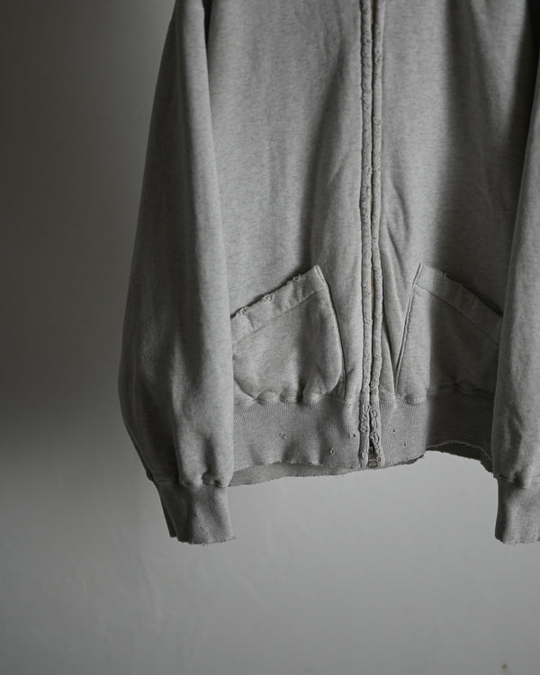 ZIP UP HOODIE, heather white