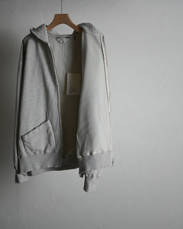 ZIP UP HOODIE, heather white