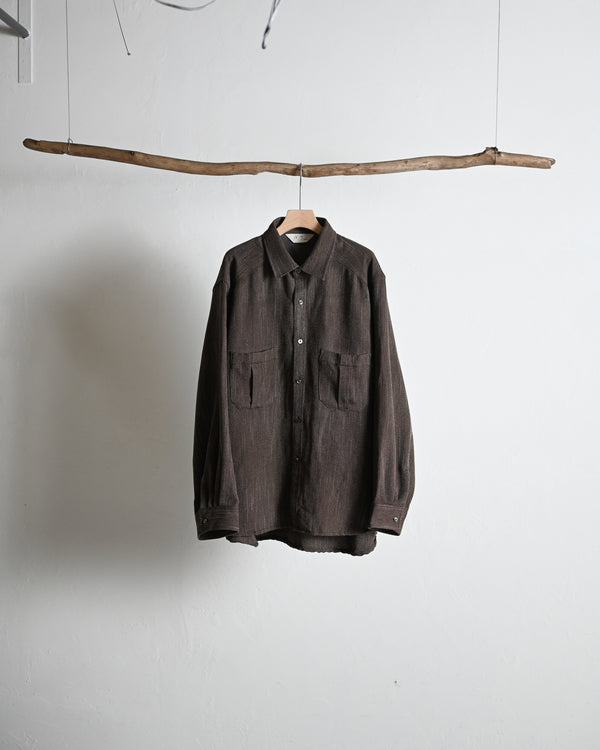 MELANGE WOOL OVER WORK SHIRT, brown