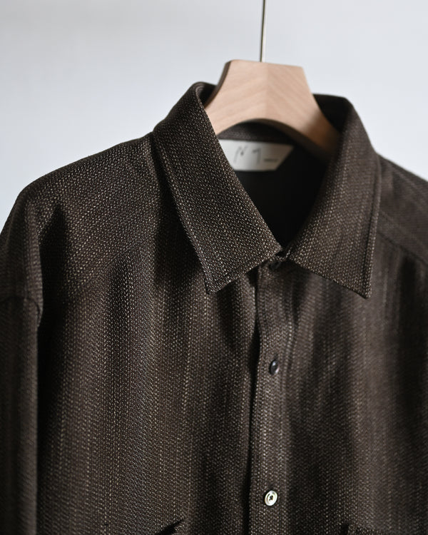 MELANGE WOOL OVER WORK SHIRT, brown