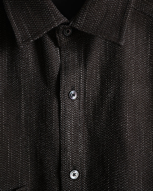 MELANGE WOOL OVER WORK SHIRT, brown